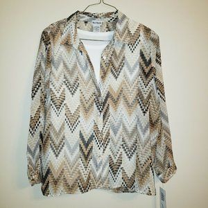 Bon Worth women's top blouse size L NWT sheer